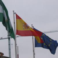 Grupo de tres Banderas de poliéster. Sevilla