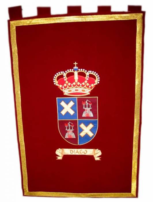 Repostero tapiz de un particular. Bordado en hilo de oro y grecas. Sevilla