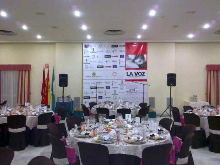 Fotocoll en lona plástica. Salón de celebraciones Hotel La Motilla Dos Hermanas Sevilla