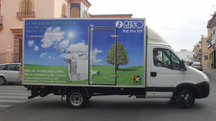 Riso Ibérica, Rotulación en impresión digital laminada con UV. Sevilla