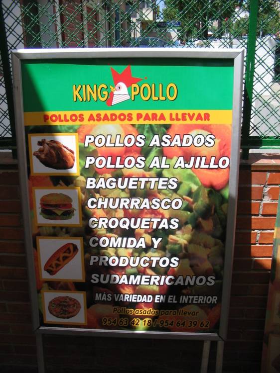 Rótulo Bípode en aluminio Kin Pollo Sevilla