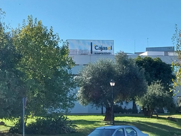 R&oacute;tulos en letras corp&oacute;reas iluminadas con led, Instituto Cajasol. Trabajo para el Grupo Recio en Sevilla.