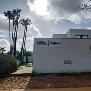 R&oacute;tulos en letras corp&oacute;reas iluminadas con led, Instituto Cajasol. Trabajo para el Grupo Recio en Sevilla.