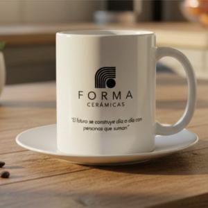 Taza grabada en sublimaci&oacute;n, para BigMat Los Palacios Sevilla.