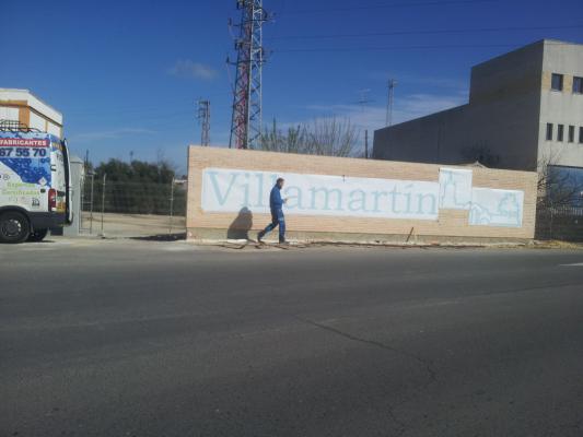 Rótulo cartel letras corpóreas. Villamartín, Cádiz. Letras en acero cortén.