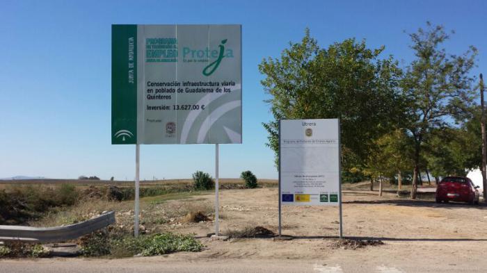 Valla publicitaria o cartelera, así como cartel de obra  panelable y rotulada con vinilo. Consurso para el Programa de Fomento Agrario del Ayuntamiento de Utrera Sevilla