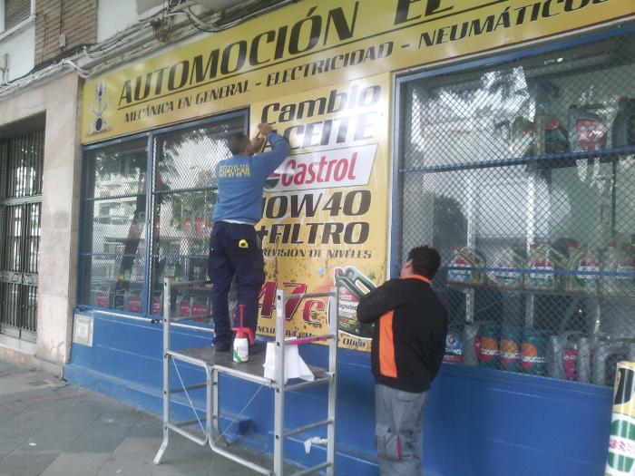 Rótulo Cartel chapa rotulada. Automoción El Juncal, Sevilla