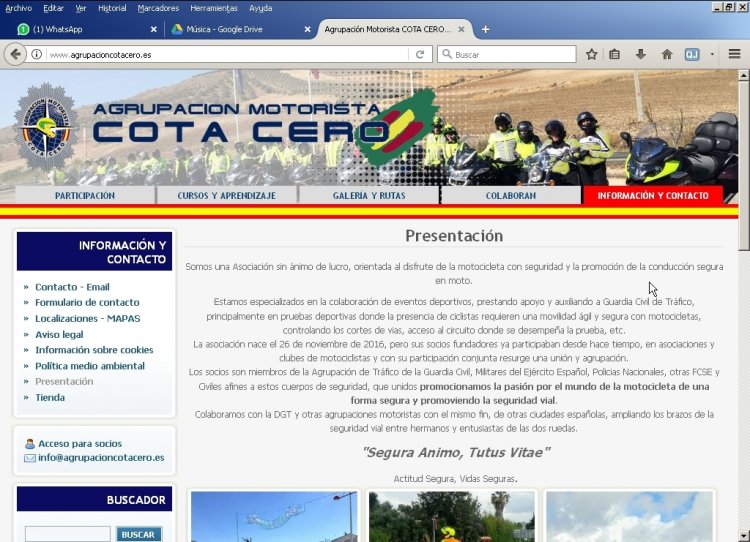 Página web de la agrupación motorista Cota Cero