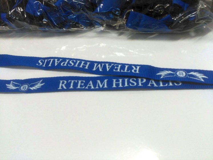 Lanyards personalizado en serigrafía. Grupo motero Rteam Híspalis Sevilla.