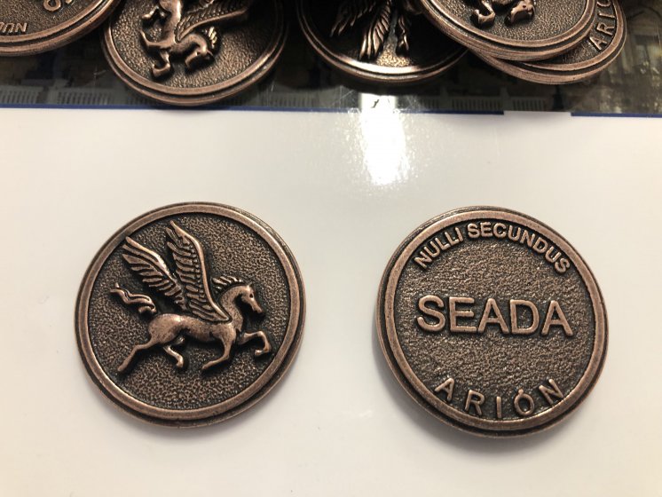 Monedas en relieve para la Seada Ejército del Aire en Sevilla.