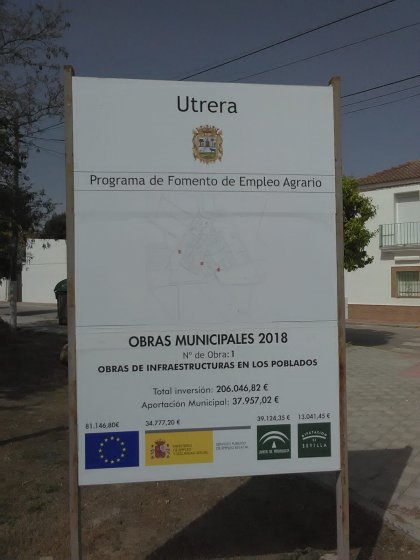 Rótulo Cartel de Señalización Callejero de Utera Sevilla.