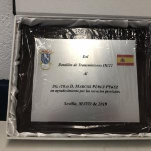 Placa conmemorativa personalizada. Batallón de transmisiones 22 Sevilla. 