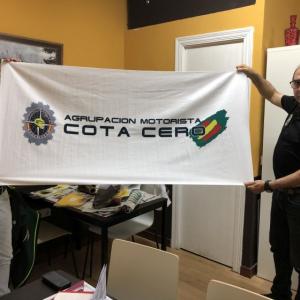 Toalla con grabación personalizada por sublimación, para la Agrupación Motorista Cota Cero Sevilla.