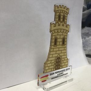 Trofeo en metacrilato personalizado. Batallón de transmisiones 22 Sevilla. 