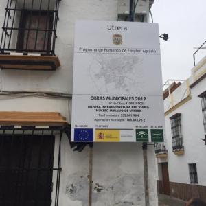 Rótulo Cartel de Señalización Callejero de Utera Sevilla.