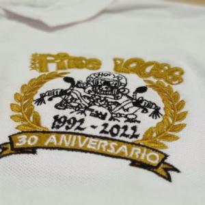 Bordado oro sobre Polo, para el 30 Aniversario del Motoclub Pitos Locos de Sevilla.