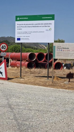 Cartel de obra para UTE OHL en los Barrios. Cádiz