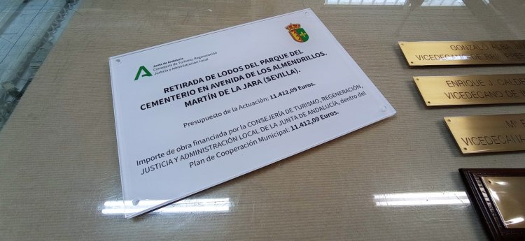 Rótulo cartel homologado por la Junta de Andalucía. Ayuntamiento Martín de la Jara Sevilla.