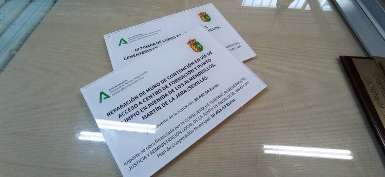 Rótulo cartel homologado por la Junta de Andalucía. Ayuntamiento Martín de la Jara Sevilla.