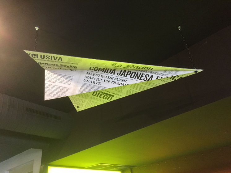 Rótulo en letras corpóreas con led para el restaurante Naciónsushi en Sevilla.