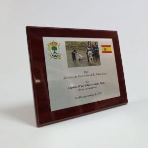 Placa conmemorativa en impresión digital. Guardia Civil Seprona Sevilla.