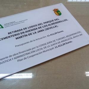 Rótulo cartel homologado por la Junta de Andalucía. Ayuntamiento Martín de la Jara Sevilla.