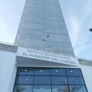 Rótulo con letras corpóreas en fachada. Para edificio el Mirador del Carmen en Málaga.