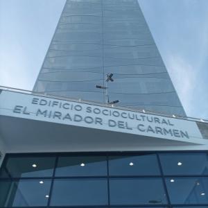 Rótulo con letras corpóreas en fachada. Para edificio el Mirador del Carmen en Málaga.