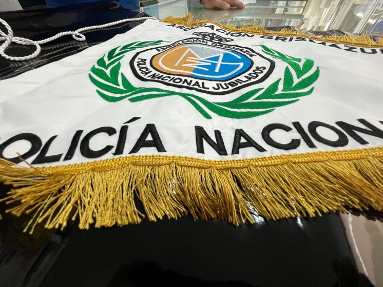 Banderín bordado para Asociación Grimazul ( Policías nacionales jubilados )