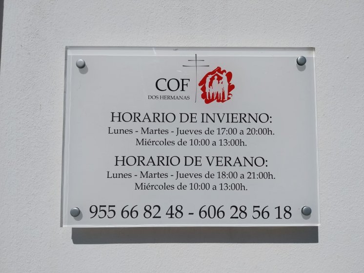 Rótulo Placa de metacrilato. rotulada a la inversa para Cof en Sevilla.